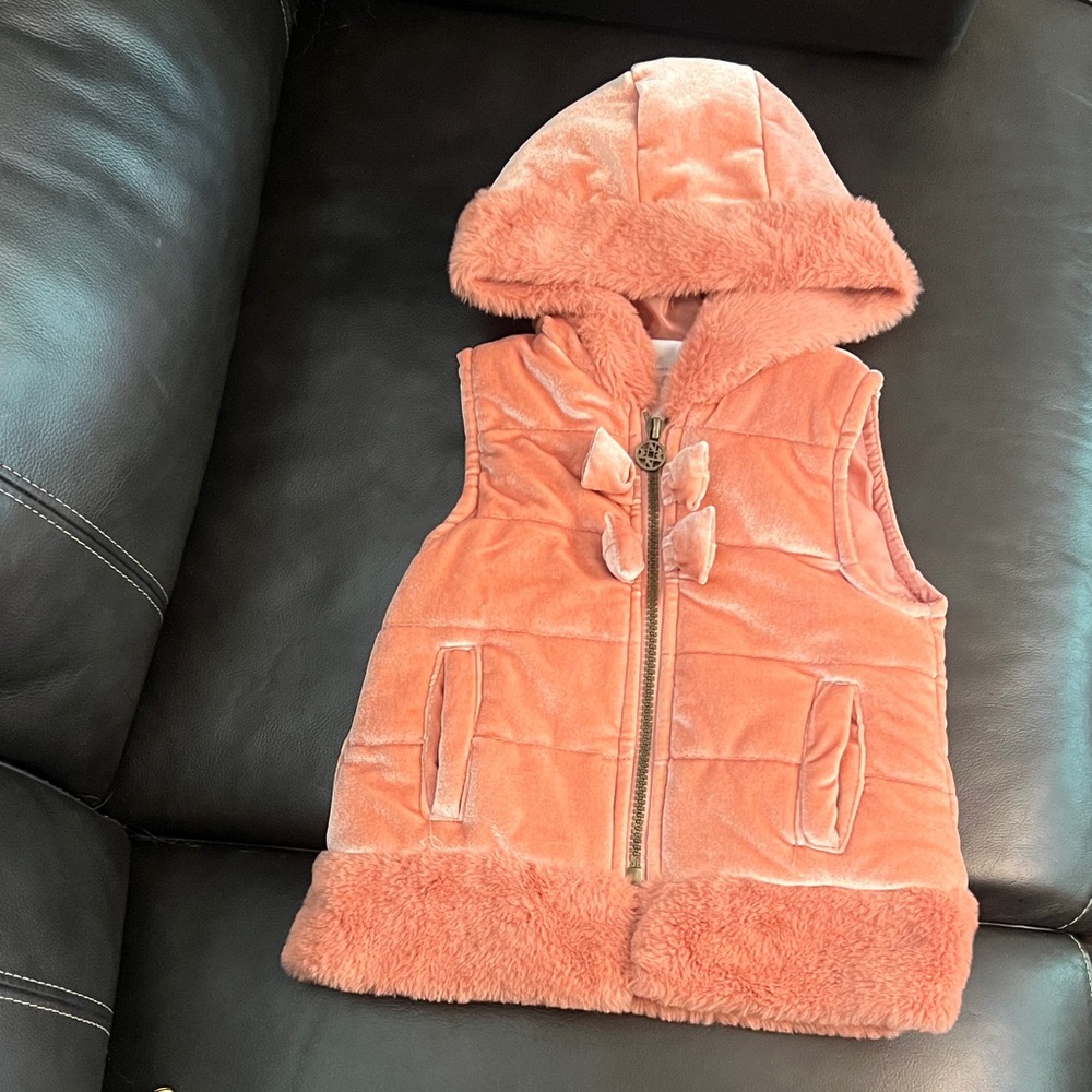 Nicole Miller Cozy Pink Hooded Vest
